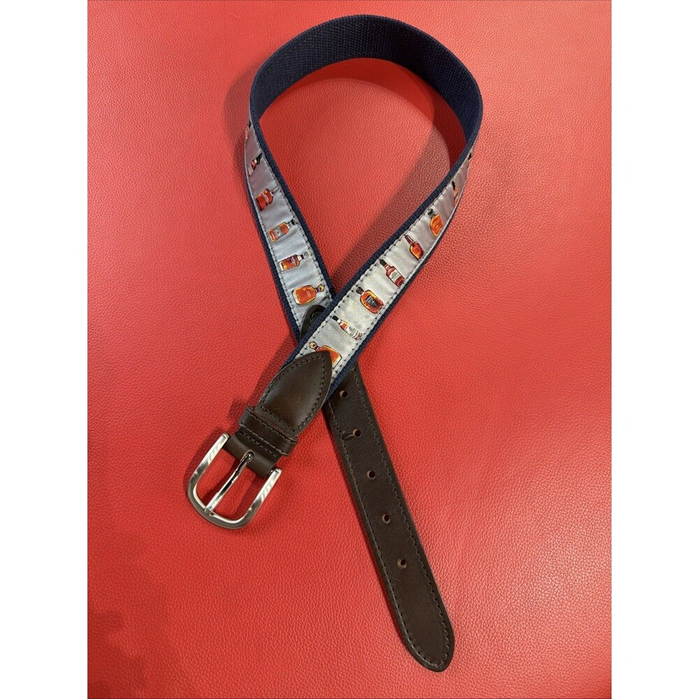The Belted Cow Co. Bourbon & Whiskey Ribbon Club Belt Gray Leather Men's Size 30
